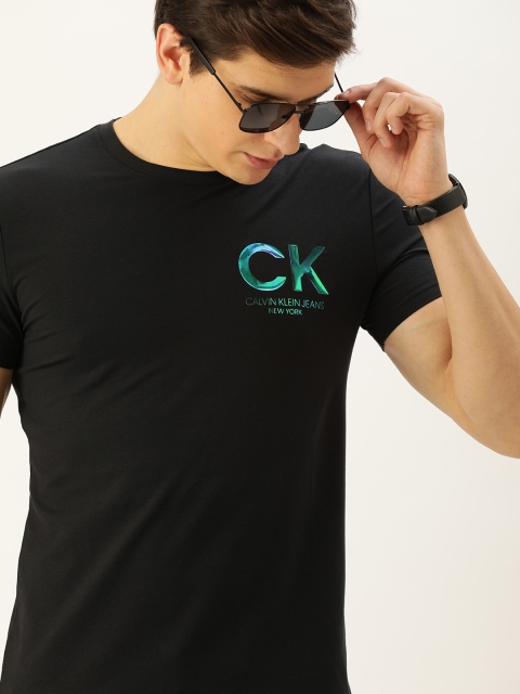 

Calvin Klein Jeans Men Black Solid Slim Fit Round Neck T-shirt