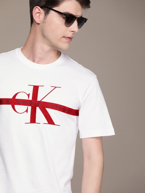 

Calvin Klein Jeans Men White Printed Round Neck T-shirt