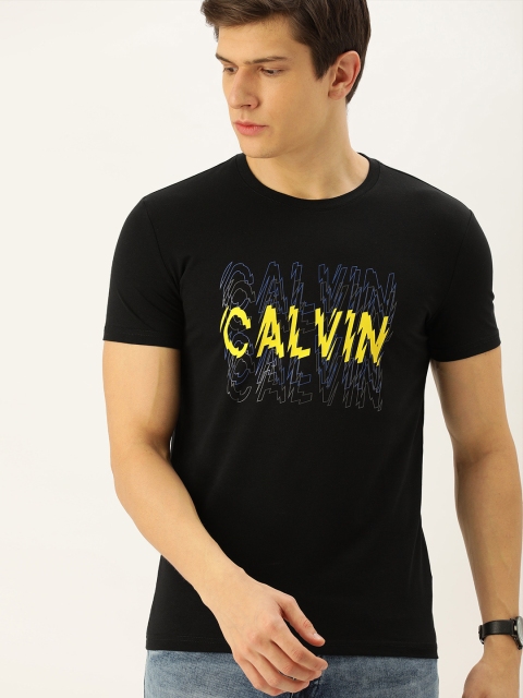 

Calvin Klein Jeans Men Black Slim Fit Printed Round Neck T-shirt