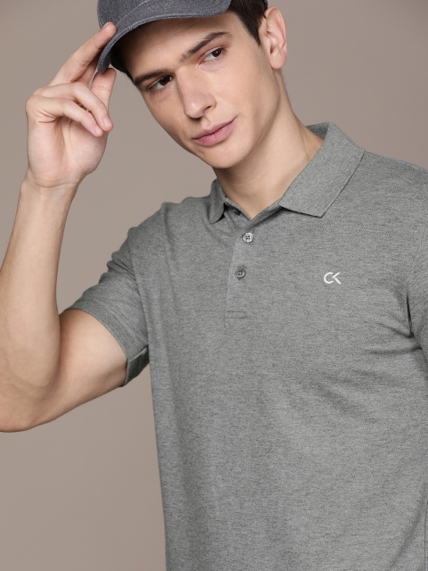 

Calvin Klein Jeans Performance Men Grey Solid Polo Collar T-shirt