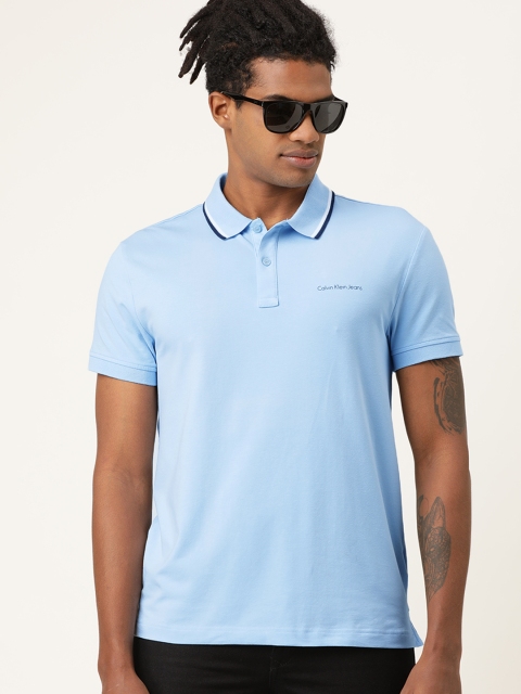 

Calvin Klein Jeans Men Blue Solid Polo Collar T-shirt