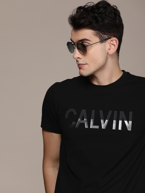 

Calvin Klein Jeans Men Black Slim Fit Printed Round Neck T-shirt