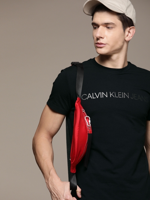 

Calvin Klein Jeans Men Black Slim Fit Printed Round Neck T-shirt