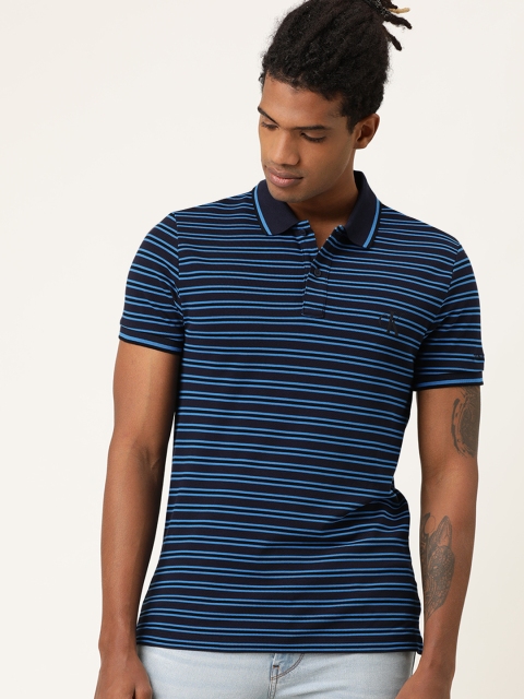 

Calvin Klein Jeans Men Blue Striped Polo Collar T-shirt