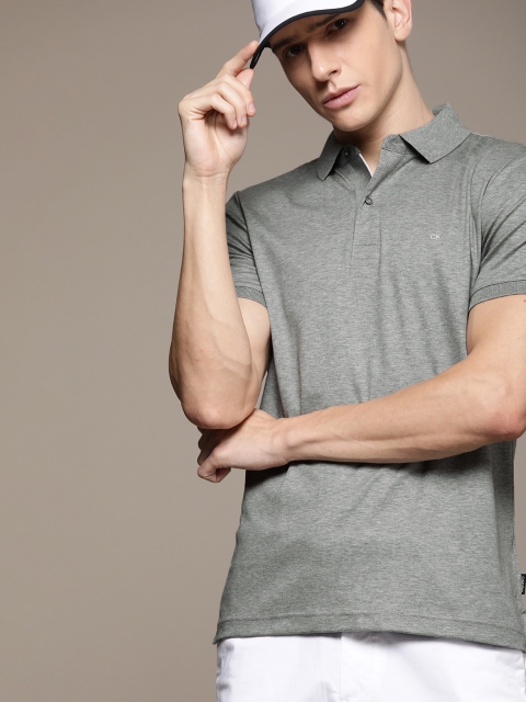 

Calvin Klein Jeans Men Grey Solid Slim Fit Polo Collar T-shirt