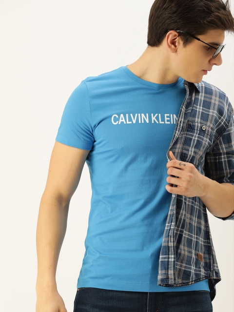 

Calvin Klein Jeans Men Blue Printed Round Neck T-shirt