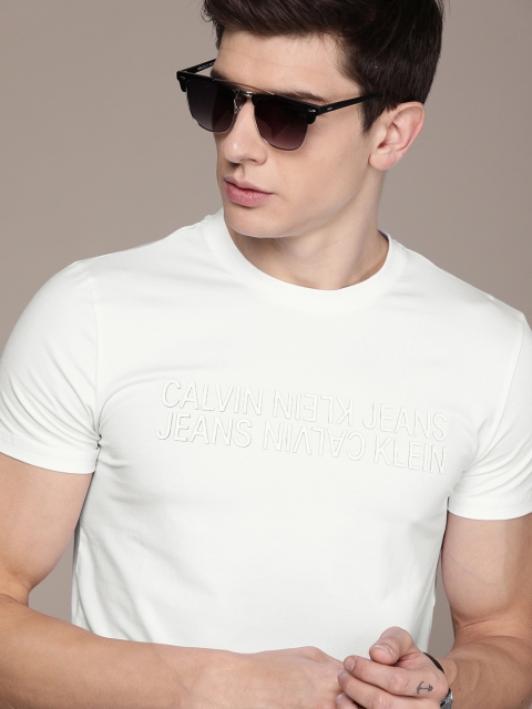 

Calvin Klein Jeans Men White Printed Round Neck T-shirt
