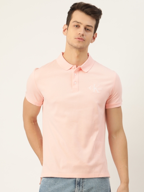 

Calvin Klein Jeans Men Pink Pure Cotton Solid Polo Collar T-shirt