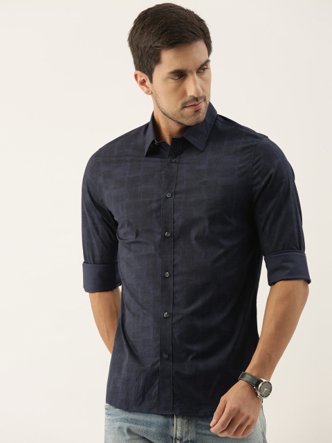 

Calvin Klein Jeans Men Navy Blue & Black Slim Fit Printed Casual Shirt