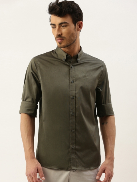 

Calvin Klein Jeans Men Olive Green Slim Fit Solid Oxford Casual Shirt