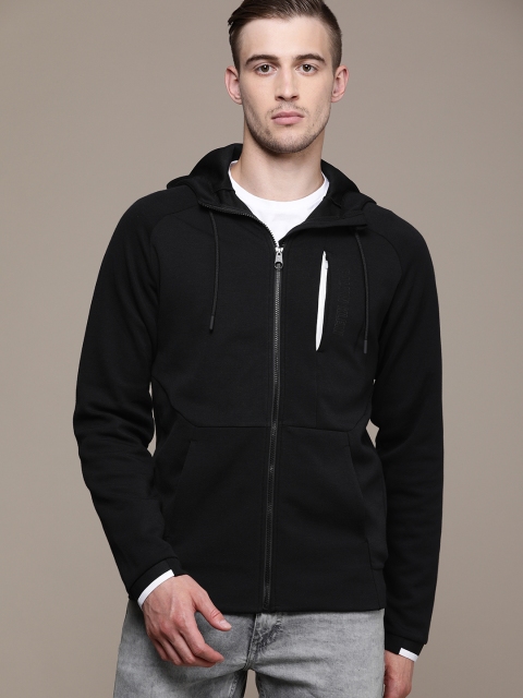 

Calvin Klein Jeans Men Black Solid Hooded Front-Open Sweatshirt