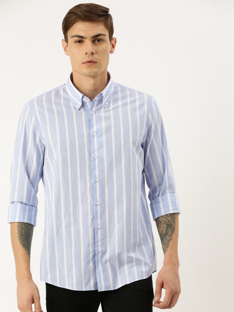 

Calvin Klein Jeans Men Blue & White Slim Fit Striped Casual Shirt