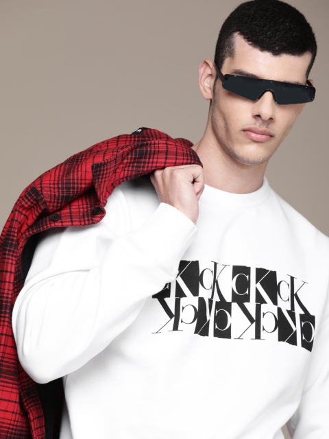 

Calvin Klein Jeans Men White Printed Sweatshirt