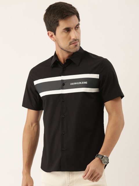 

Calvin Klein Jeans Men Black & White Regular Fit Striped Casual Shirt