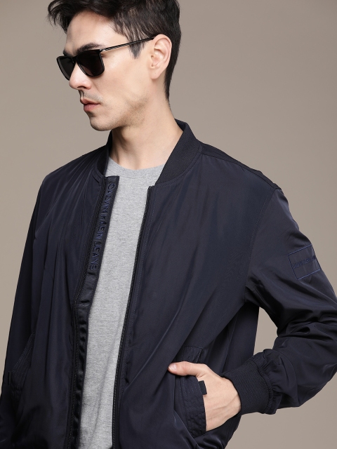 

Calvin Klein Jeans Men Navy Blue Solid Bomber Jacket
