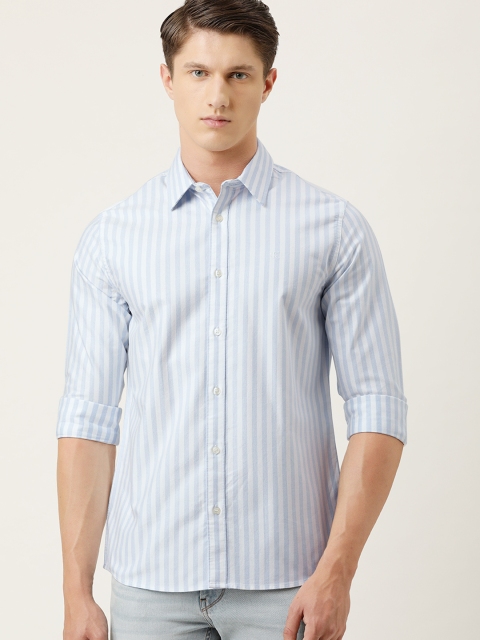 

Calvin Klein Jeans Men Blue & White Slim Fit Striped Oxford Casual Shirt