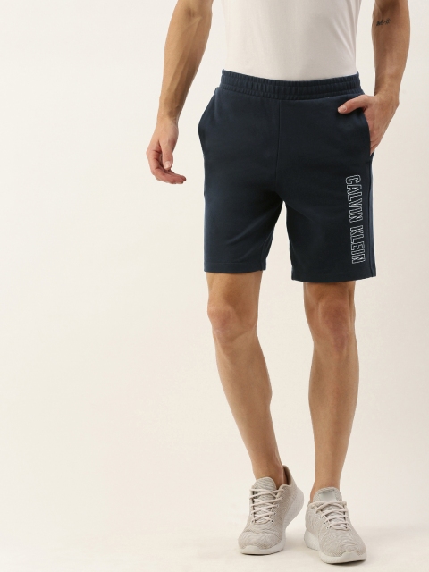 

Calvin Klein Jeans Men Navy Blue Printed Logo Regular Fit Pure Cotton Shorts