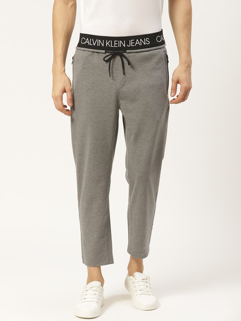

Calvin Klein Jeans Men Grey Melange Slim Fit Solid Track Pants