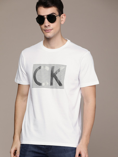 

Calvin Klein Jeans Men White Printed Round Neck T-shirt