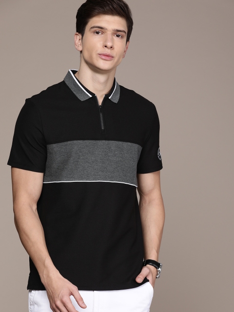

Calvin Klein Jeans Men Black & Grey Colourblocked Polo Collar T-shirt