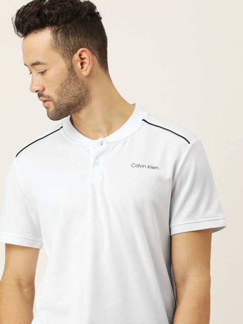 

Calvin Klein Jeans Men White Solid Henley Neck T-shirt