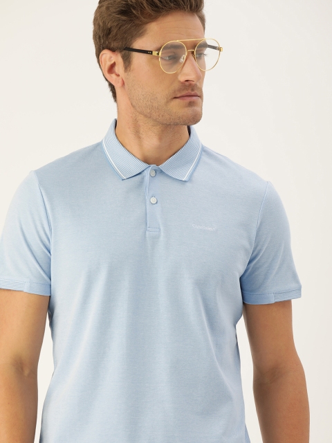 

Calvin Klein Jeans Men Blue Solid Polo Collar T-shirt
