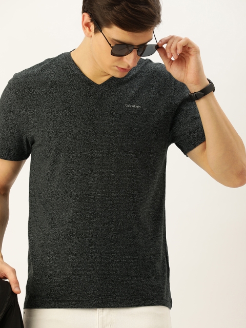 

Calvin Klein Jeans Men Black Self Design V-Neck T-shirt