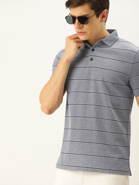 

Calvin Klein Jeans Men Navy Blue Striped Polo Collar T-shirt