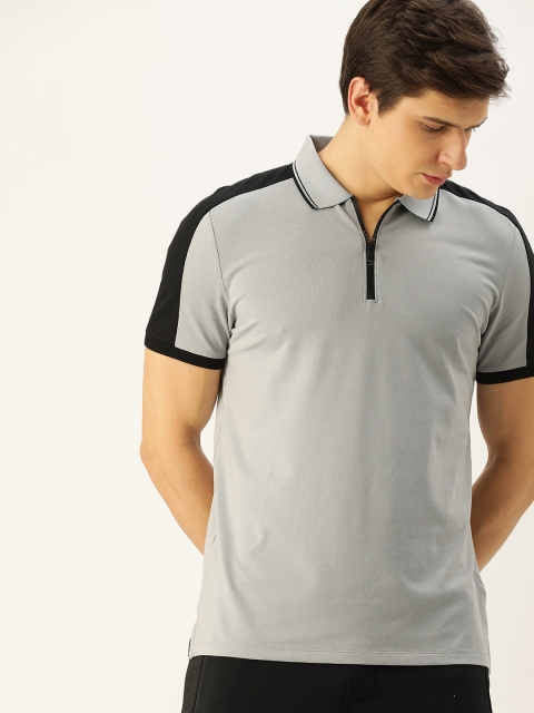 

Calvin Klein Jeans Men Grey Solid Polo Collar Quick Dry T-shirt