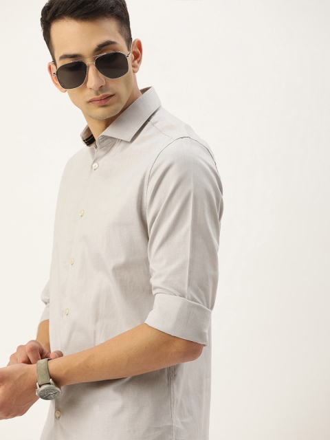 

Calvin Klein Jeans Men Grey Slim Fit Self Design Casual Shirt