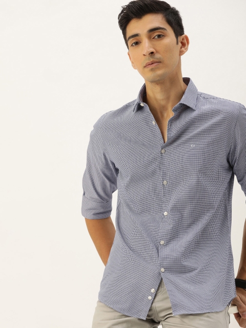 

Calvin Klein Jeans Men Navy Blue & White Slim Fit Printed Casual Shirt