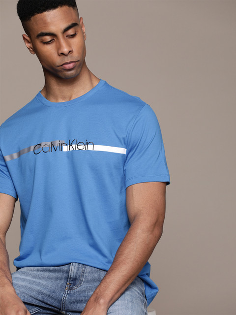 

Calvin Klein Jeans Men Blue Printed Round Neck T-shirt
