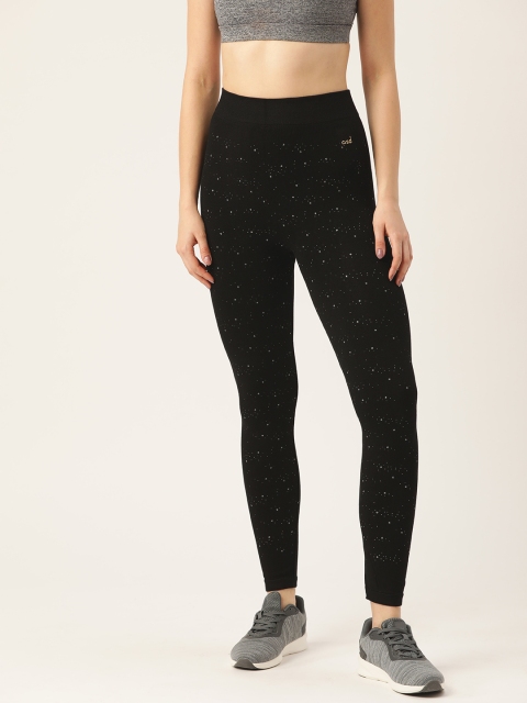 

Sweet Dreams Women Black & Silver Printed Tights