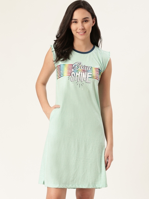 

Sweet Dreams Sea Green Printed Nightdress