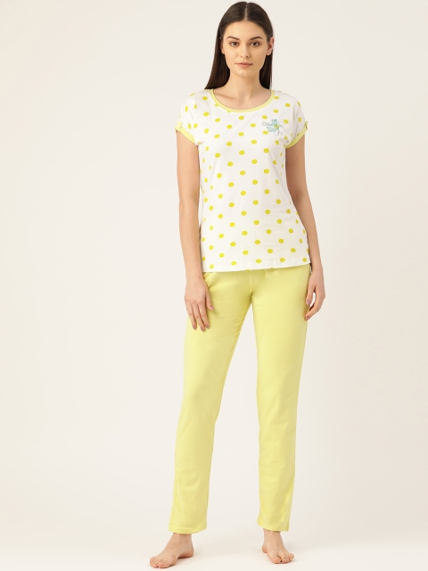 

Sweet Dreams Women White & Yellow Printed Night suit