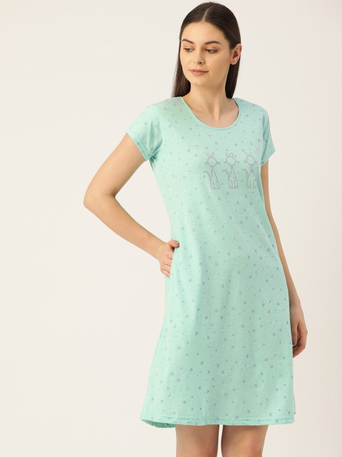 

Sweet Dreams Sea Green & Grey Printed Nightdress