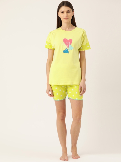 

Sweet Dreams Women Yellow & White Printed Night suit