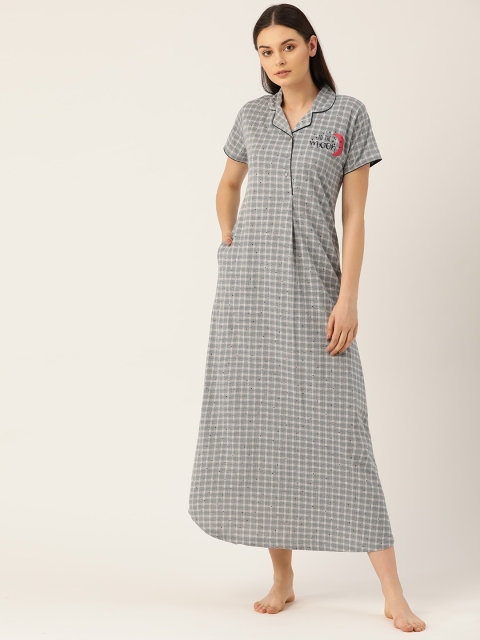 

Sweet Dreams Grey & Off-White Checked Nightdress