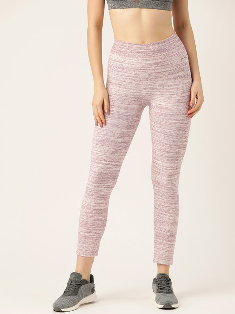 

Sweet Dreams Women Purple & Off-White Self Design Cropped Tights
