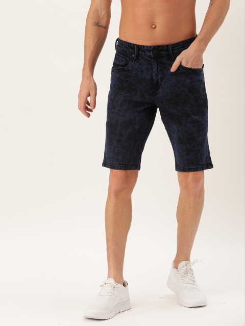 

Moda Rapido Men Navy Blue Washed Slim Fit Denim Shorts