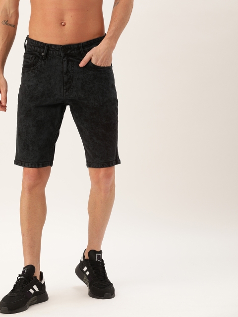

Moda Rapido Men Black Washed Slim Fit Denim Shorts