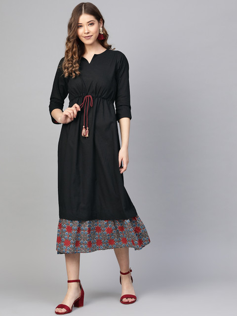 

SIAH Women Black Solid A-Line Dress