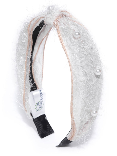 

Blueberry Off-White Beaded Hairband