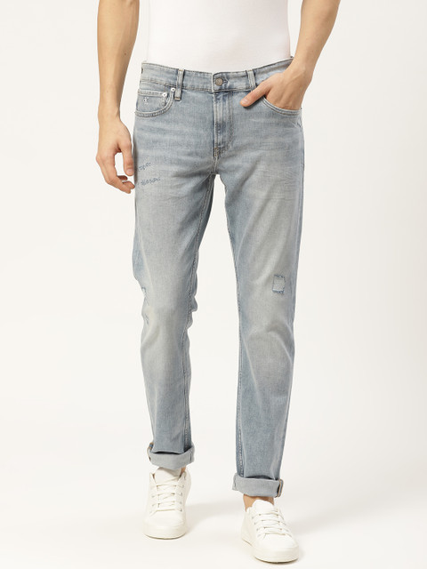 

Calvin Klein Jeans Men Blue Slim Fit Mid-Rise Low Distress Stretchable Jeans