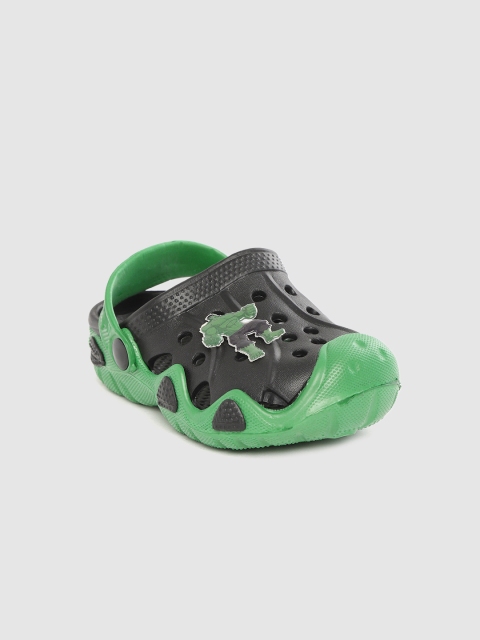 

YK Marvel Boys Black & Green Colourblocked Cut-Work Clogs with Hulk Applique Detail
