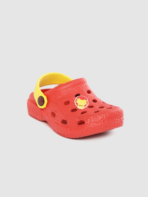 

YK Marvel Boys Red & Yellow Textured & Cut-Work Clogs with Iron Man Applique Detail