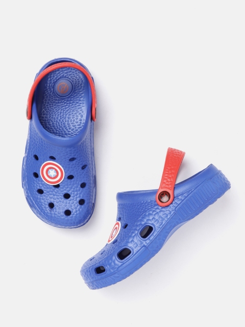 

YK Marvel Boys Blue & Red Croc Textured Clogs