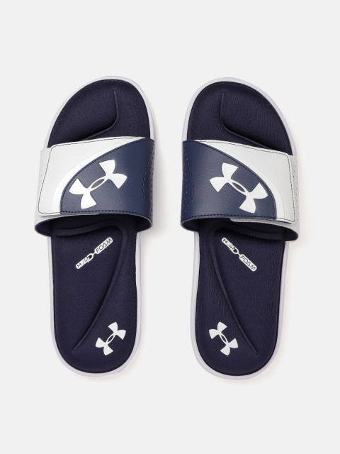 

UNDER ARMOUR Men Navy & White Ignite VI Colourblocked Sliders, Navy blue