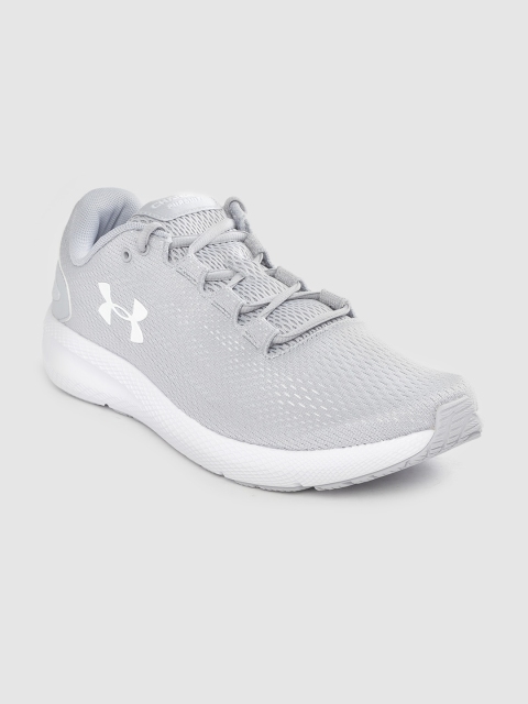 

UNDER ARMOUR Men Grey Woven Design Charged Pursuit 2 Running Shoes