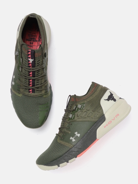 

UNDER ARMOUR Men Olive Green Woven Design Project Rock 2 Training Shoes